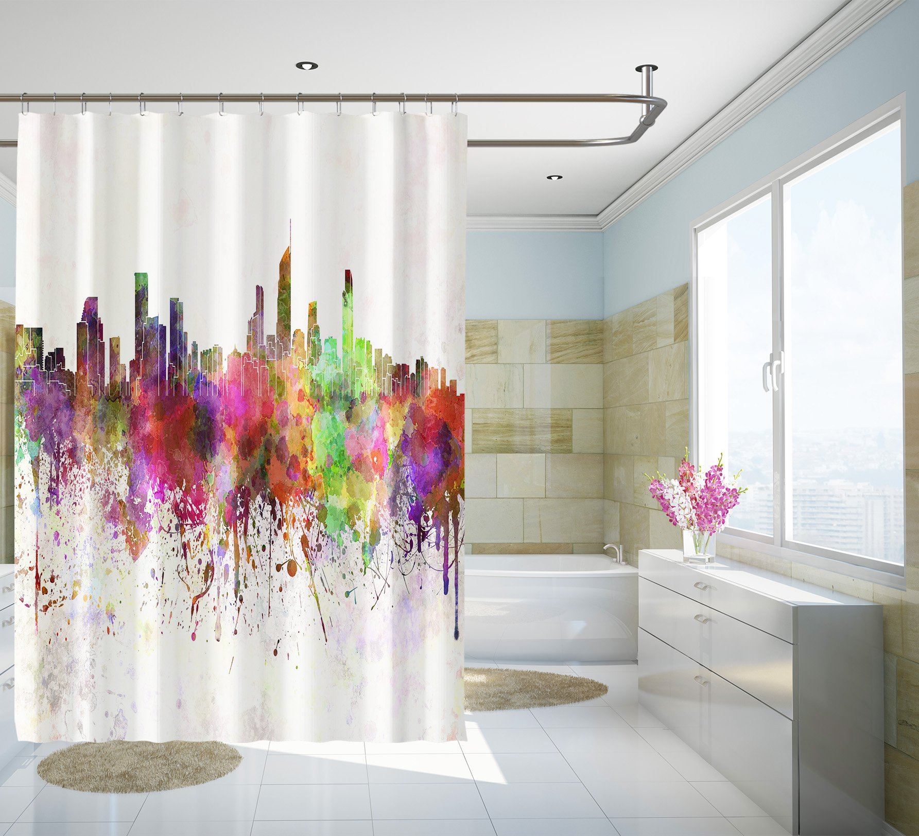 3D Graffiti City Paint 084 Shower Curtain 3D Shower Curtain AJ Creativity Home 