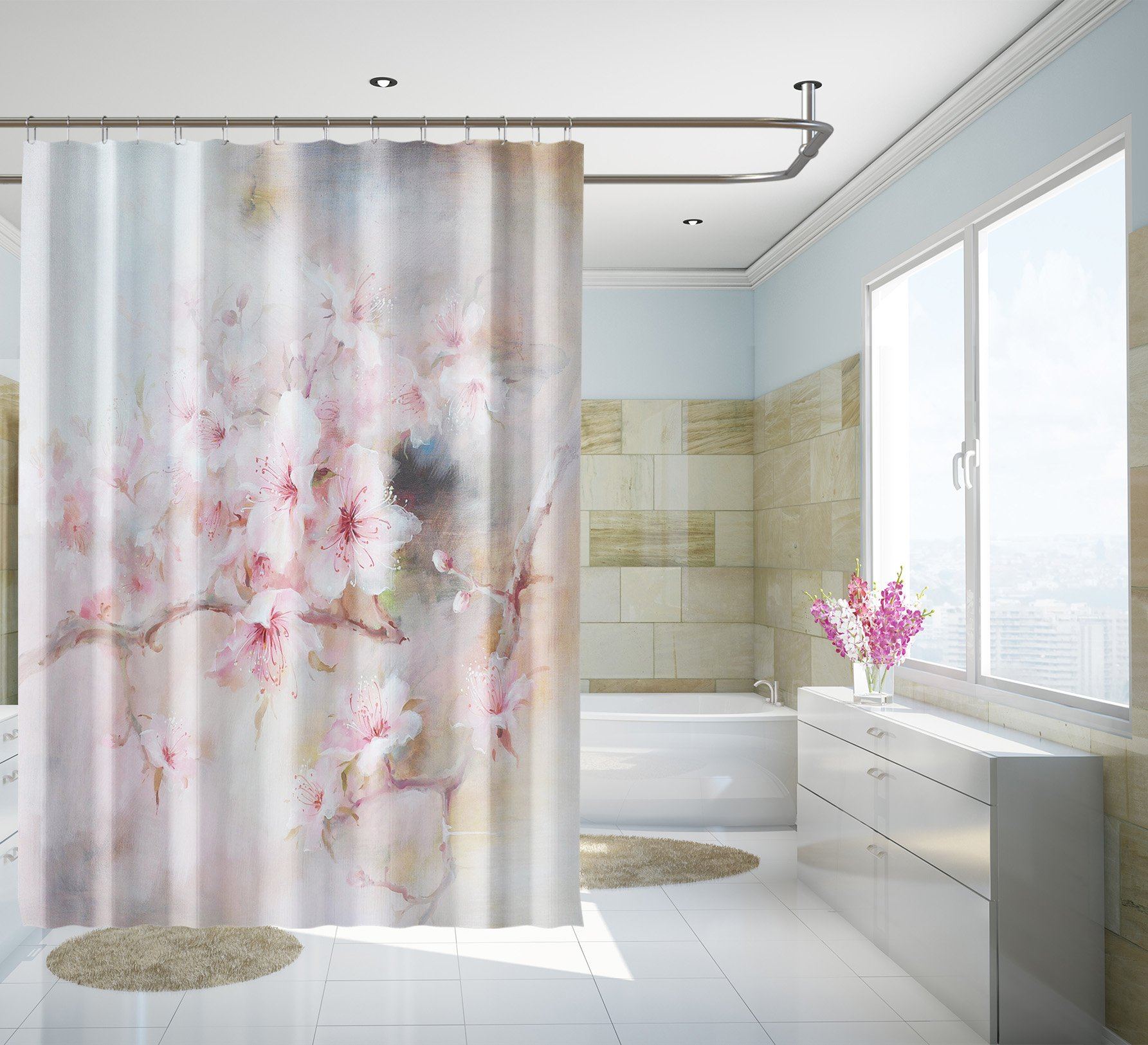 3D Beautiful Peach 134 Shower Curtain 3D Shower Curtain AJ Creativity Home 