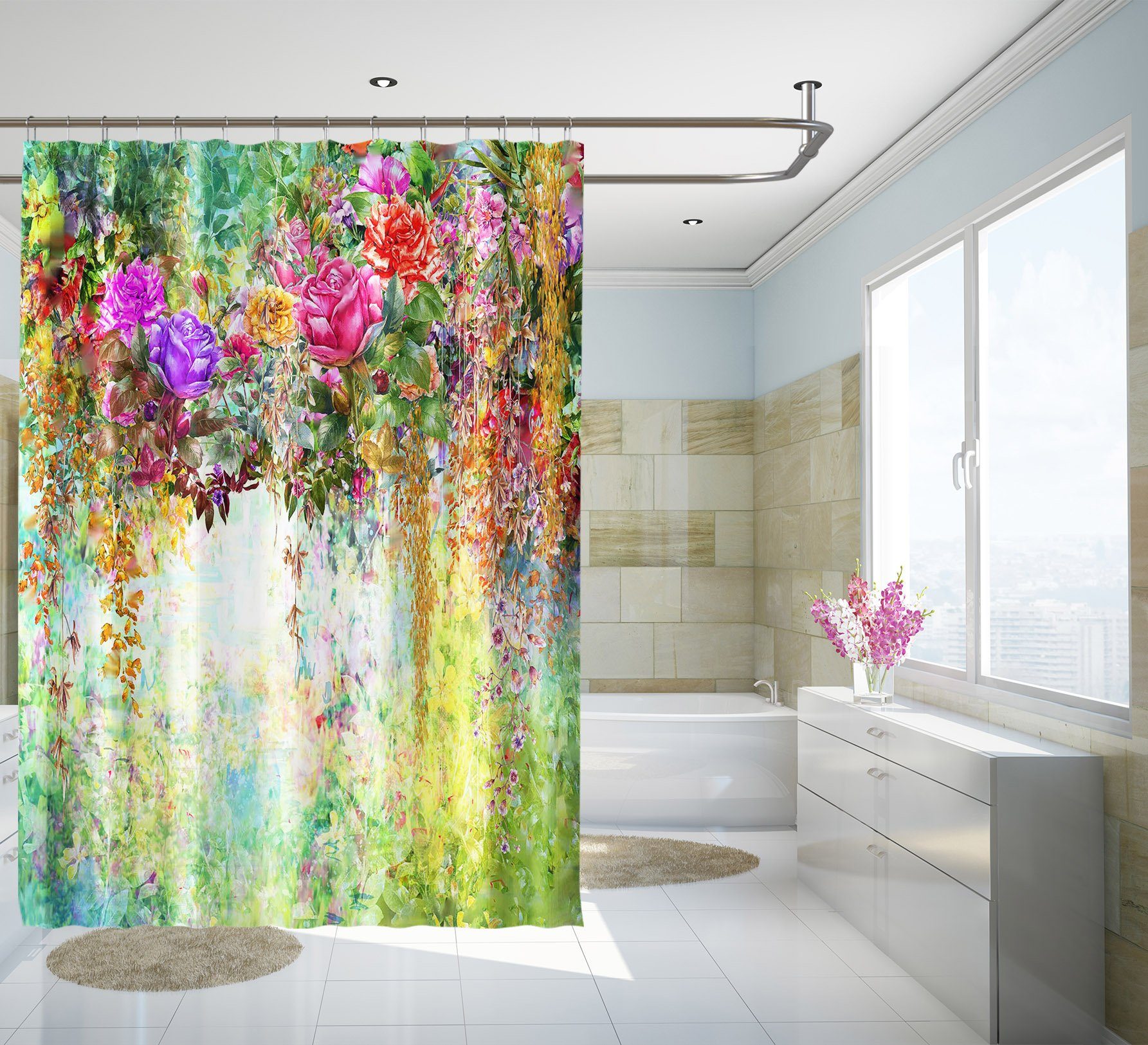3D Oil Painting Vine Flower 114 Shower Curtain 3D Shower Curtain AJ Creativity Home 