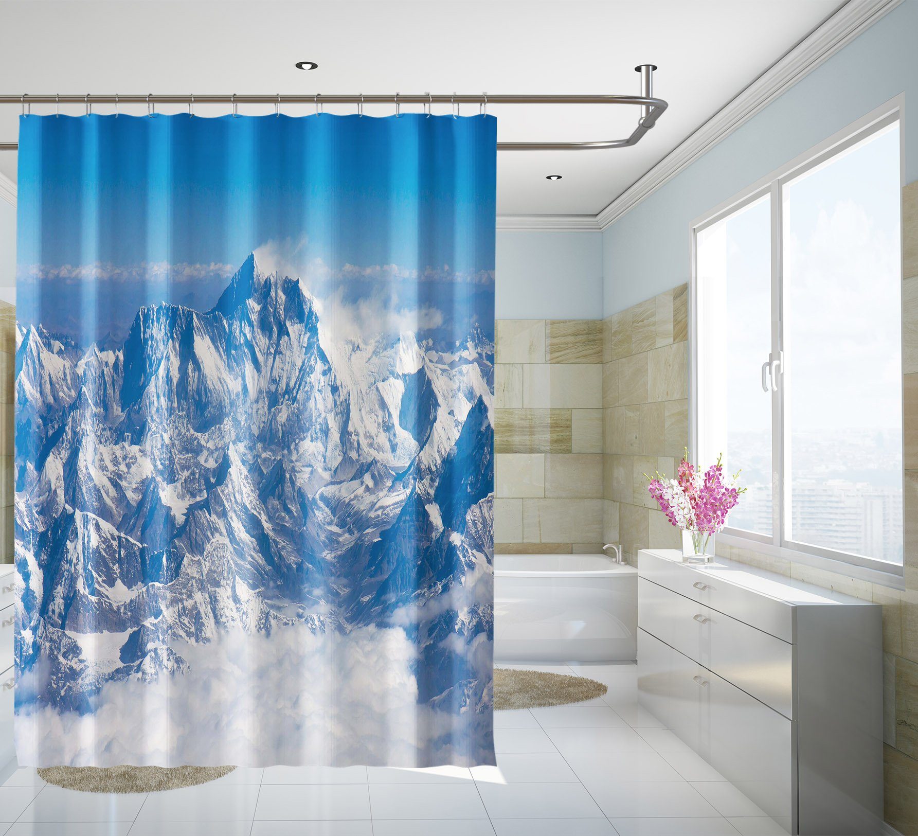 3D Rough Snow Mountain 086 Shower Curtain 3D Shower Curtain AJ Creativity Home 