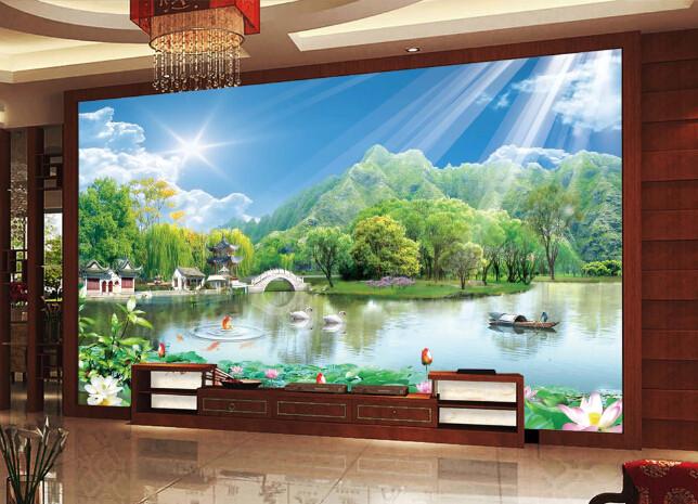3D Pond And Sunshine Forest Wallpaper AJ Wallpaper 1 