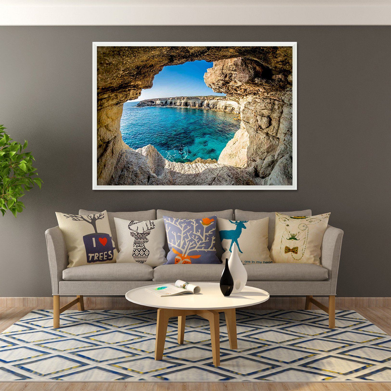 3D Cave Entrance 102 Fake Framed Print Painting Wallpaper AJ Creativity Home 