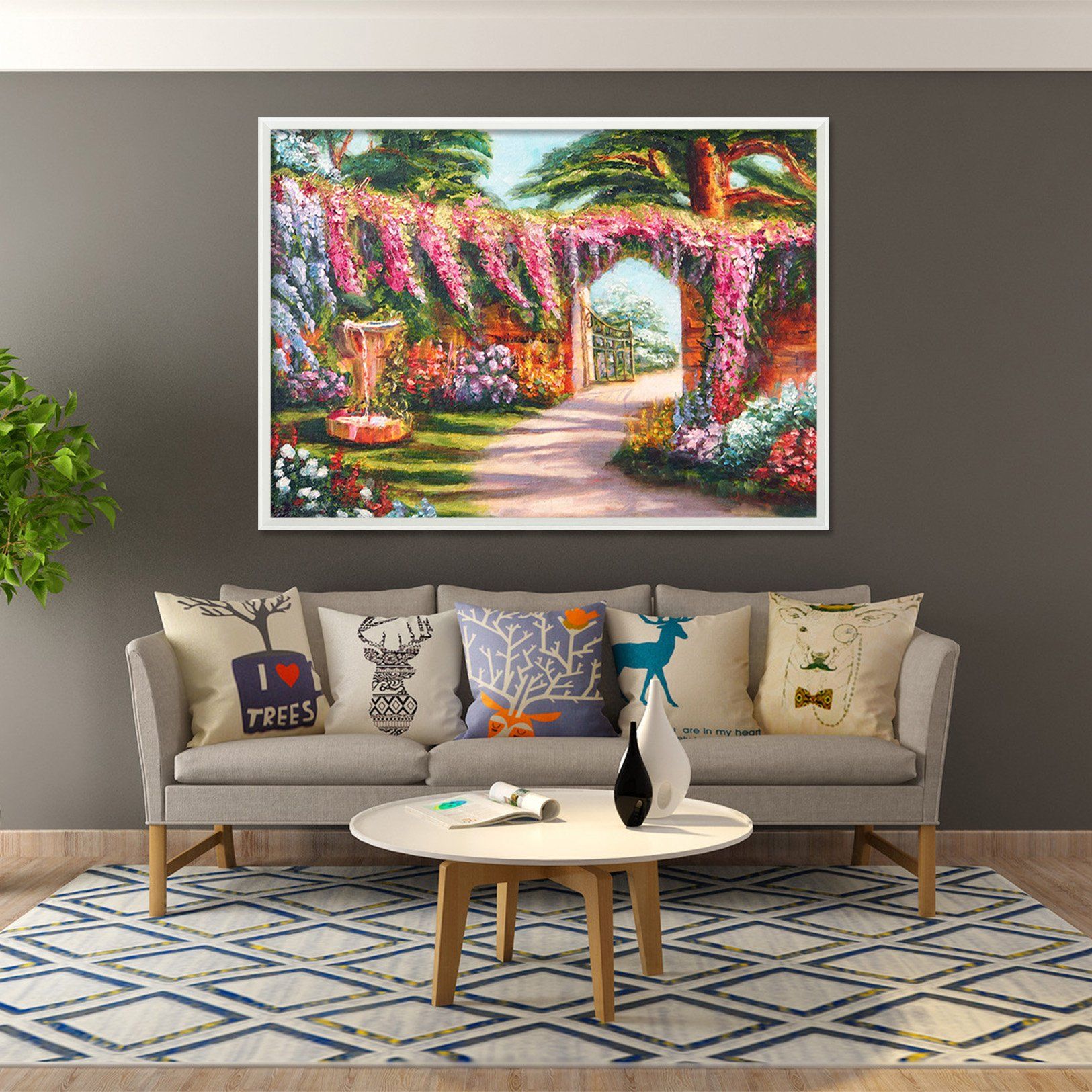 3D Yard Flowers 001 Fake Framed Print Painting Wallpaper AJ Creativity Home 