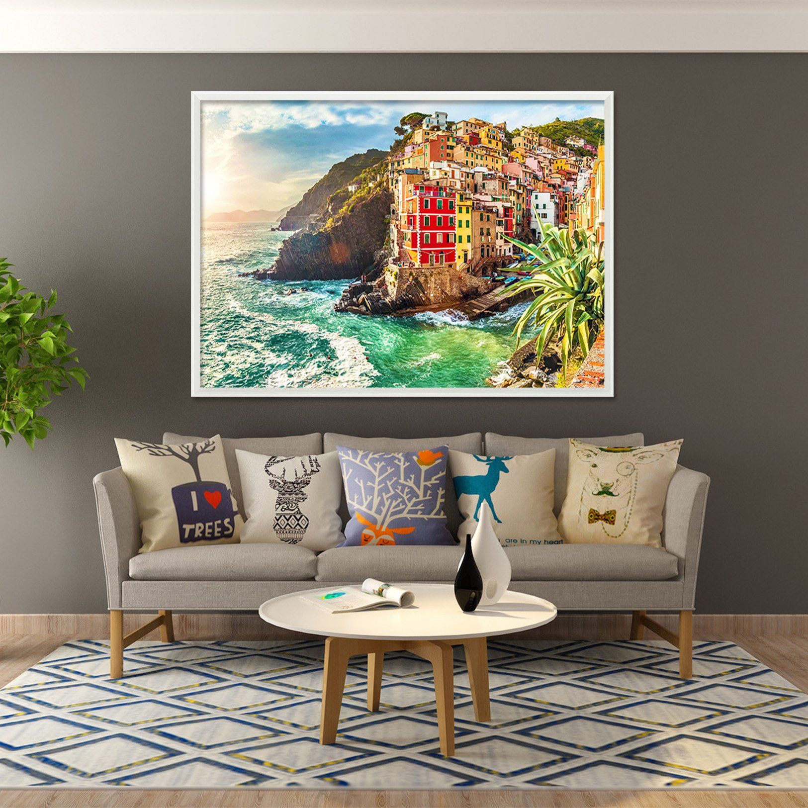 3D Seaside Town 012 Fake Framed Print Painting Wallpaper AJ Creativity Home 
