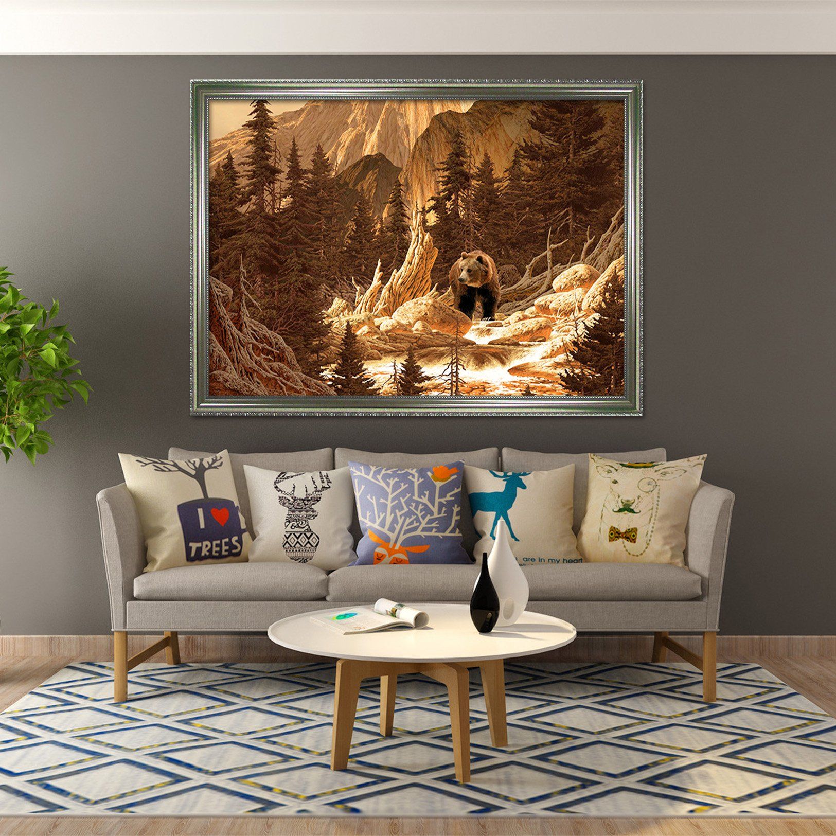3D Brown Bear 164 Fake Framed Print Painting Wallpaper AJ Creativity Home 