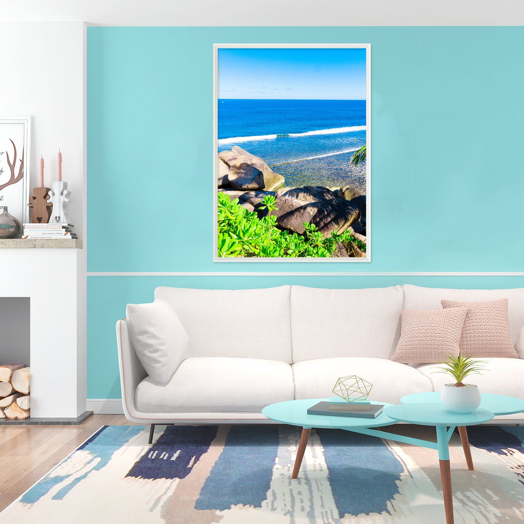 3D Blue Ocean 125 Fake Framed Print Painting Wallpaper AJ Creativity Home 