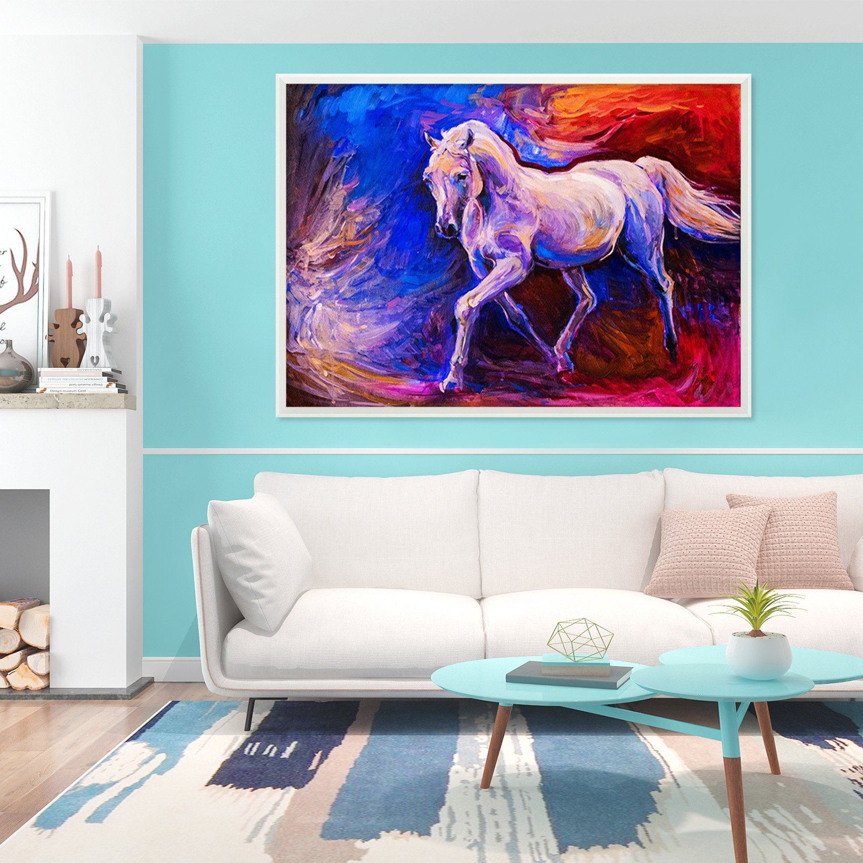 3D White Horse 193 Fake Framed Print Painting Wallpaper AJ Creativity Home 