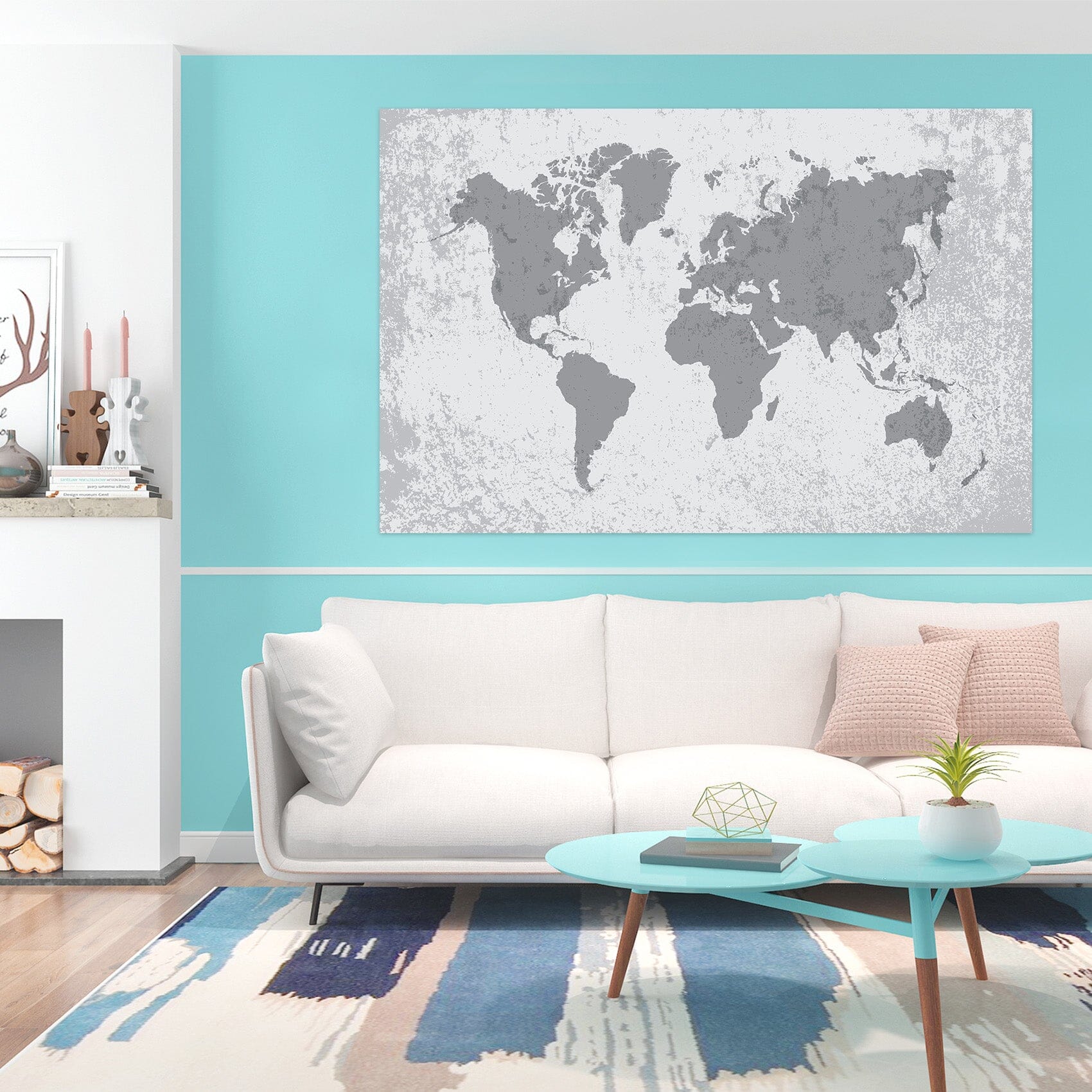 3D Gray Pattern 287 World Map Wall Sticker Wallpaper AJ Wallpaper 2 