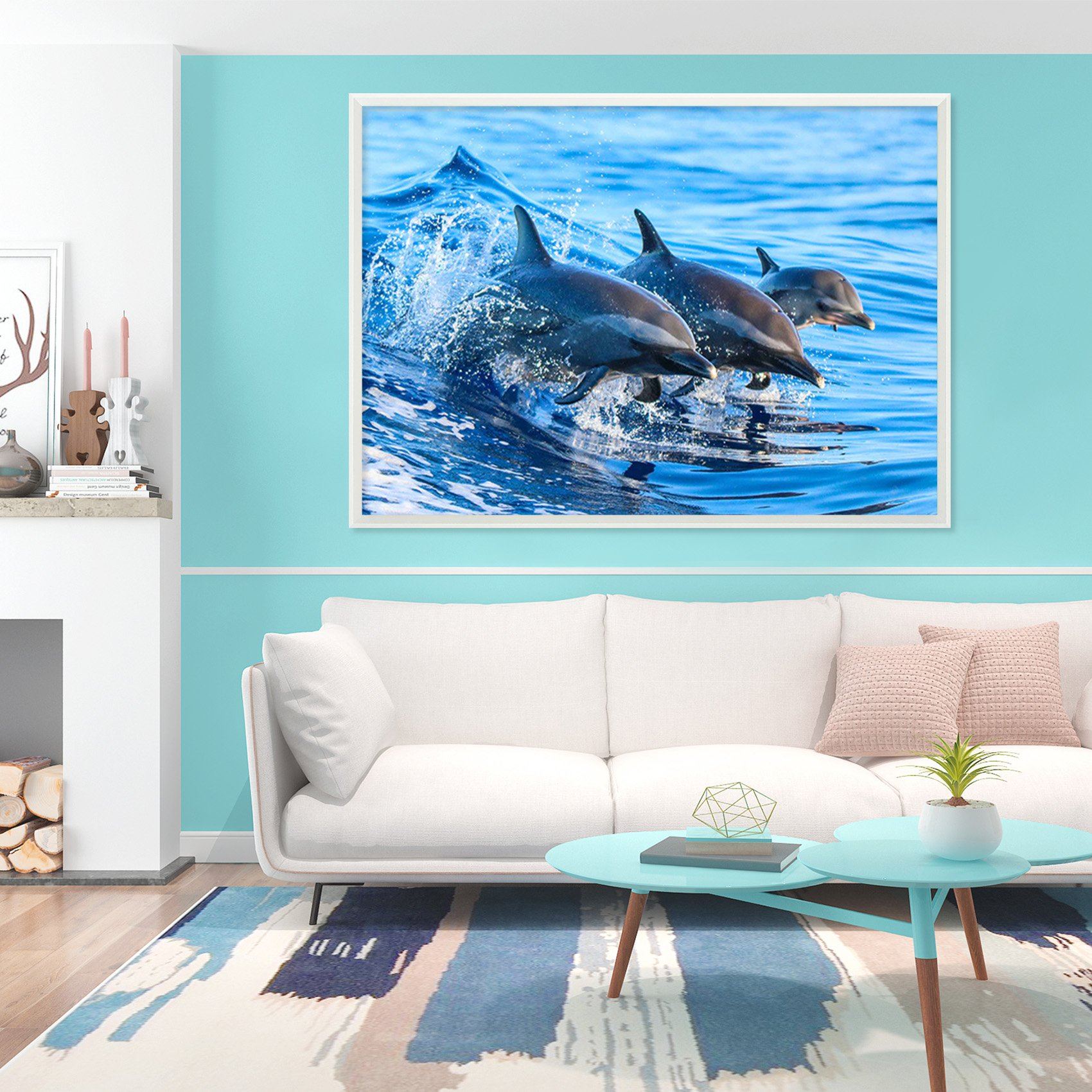 3D Lively Dolphins 194 Fake Framed Print Painting Wallpaper AJ Creativity Home 