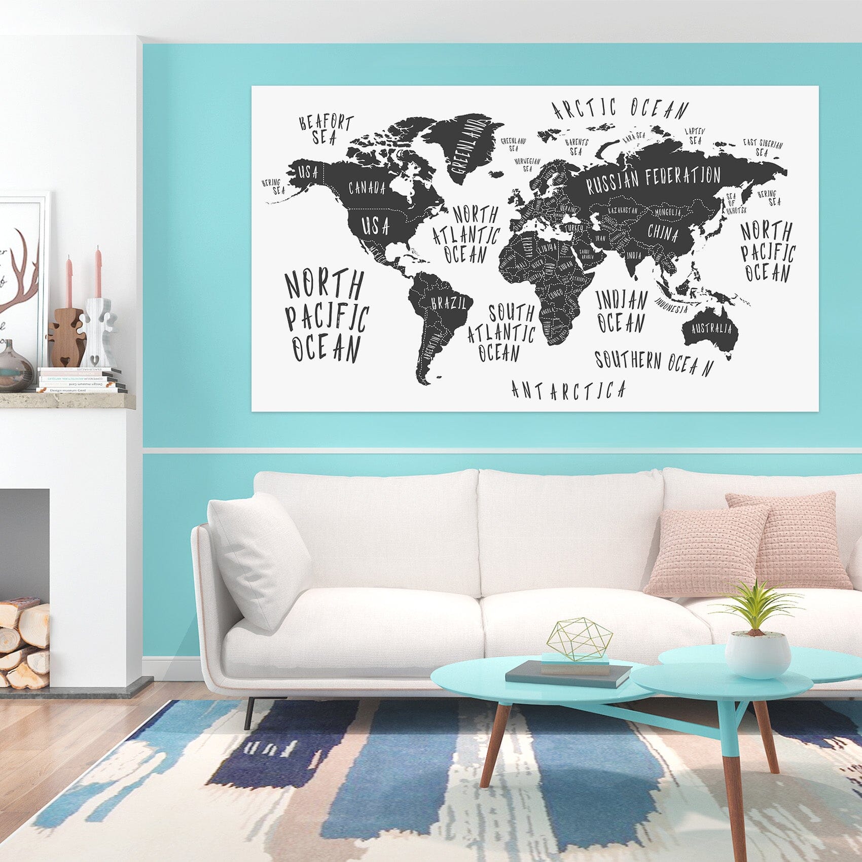 3D Black Island 266 World Map Wall Sticker Wallpaper AJ Wallpaper 2 