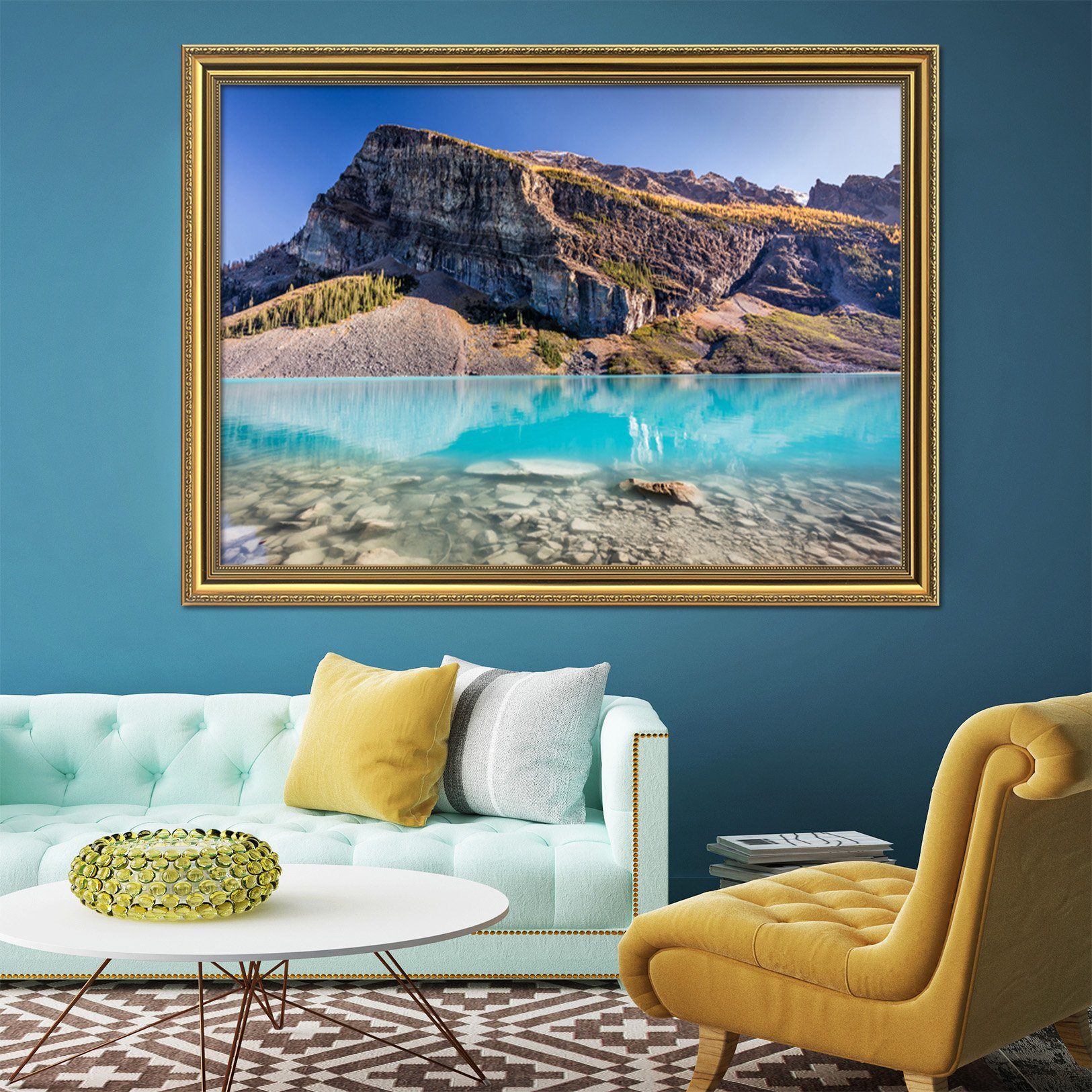 3D Slope Lake 179 Fake Framed Print Painting Wallpaper AJ Creativity Home 