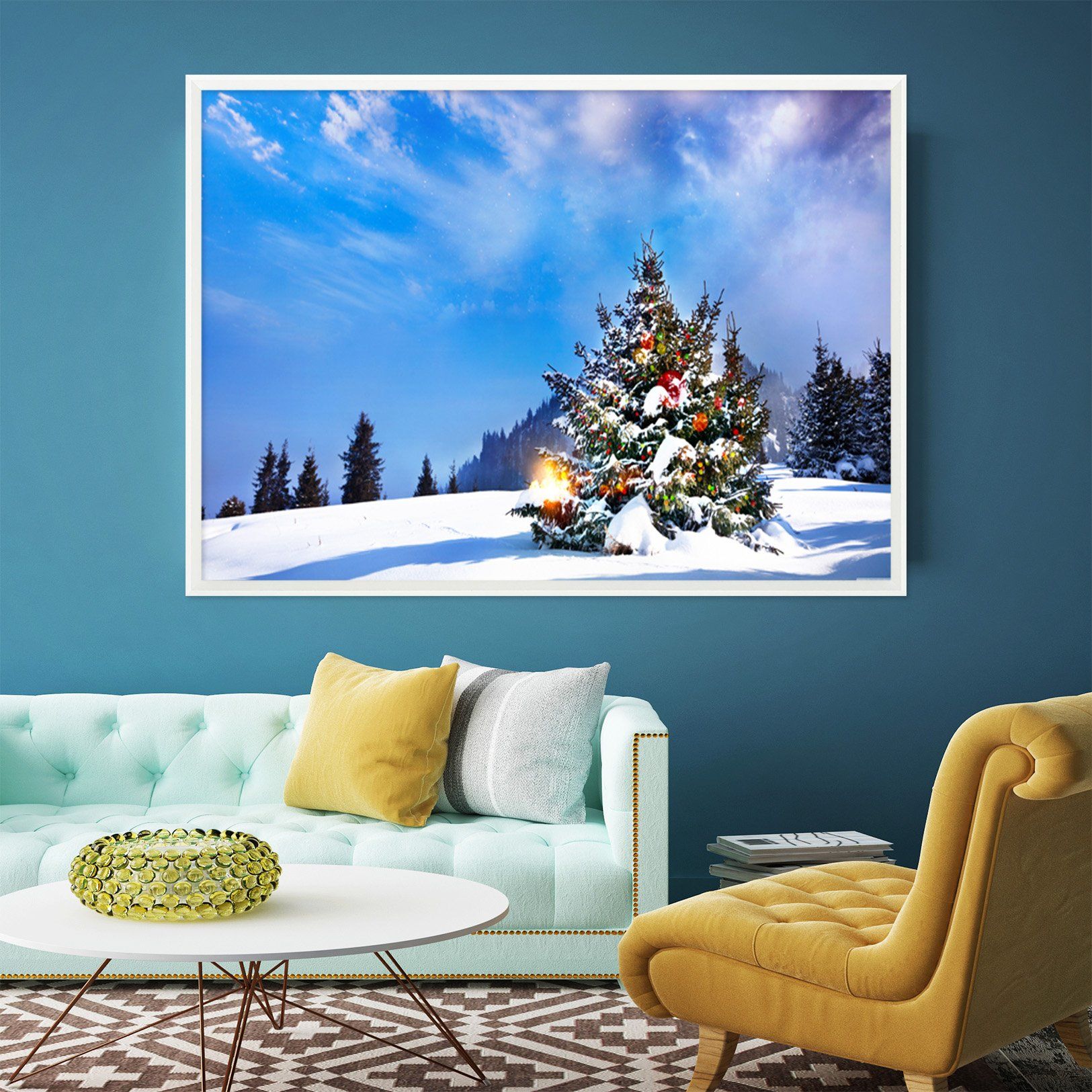 3D Christmas Tree 024 Fake Framed Print Painting Wallpaper AJ Creativity Home 
