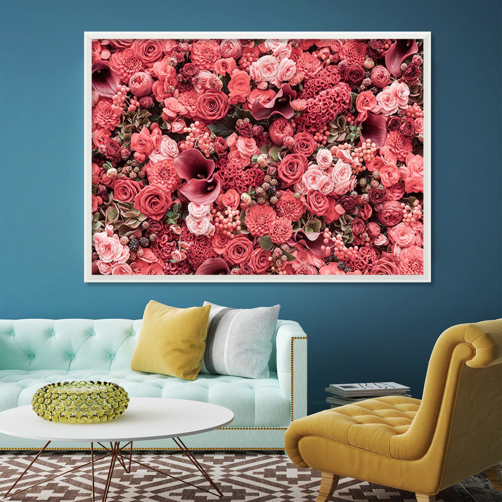 3D Flower Sea 096 Fake Framed Print Painting Wallpaper AJ Creativity Home 