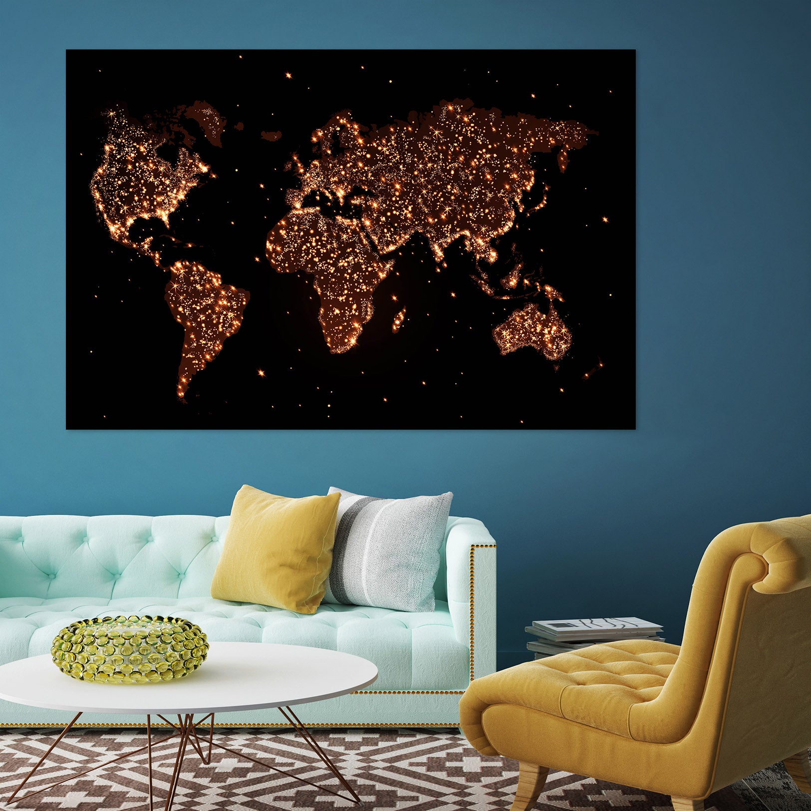3D Golden Spots 214 World Map Wall Sticker