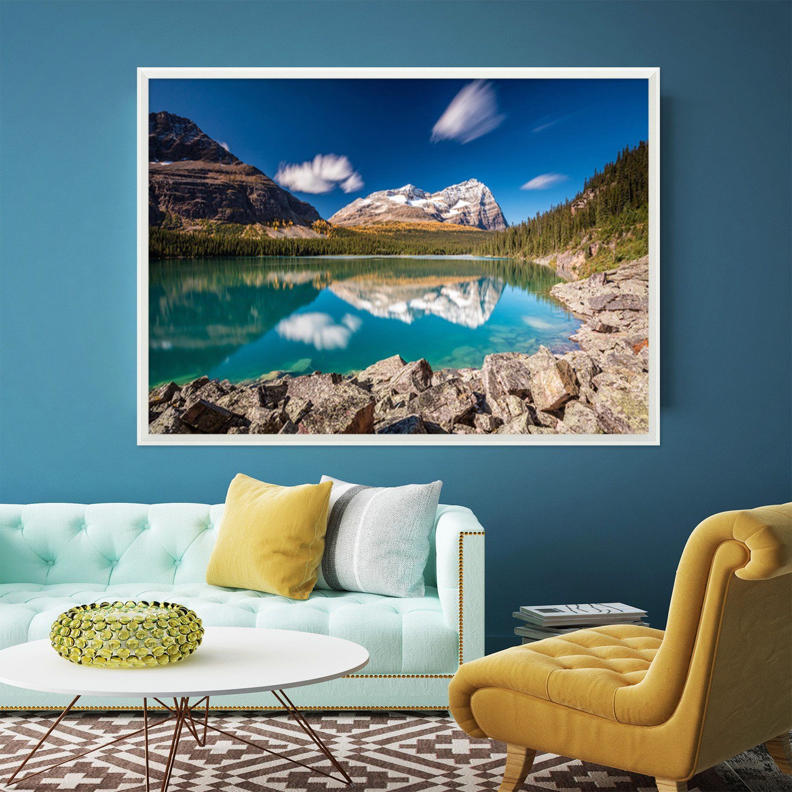 3D Lake Center 180 Fake Framed Print Painting Wallpaper AJ Creativity Home 