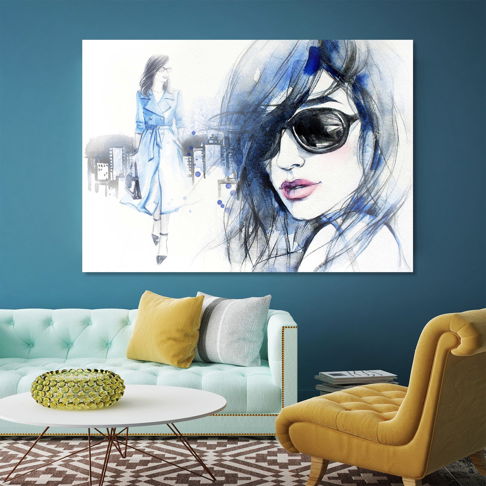 3D Blue Hair Woman 1046 Wall Sticker Wallpaper AJ Wallpaper 2 