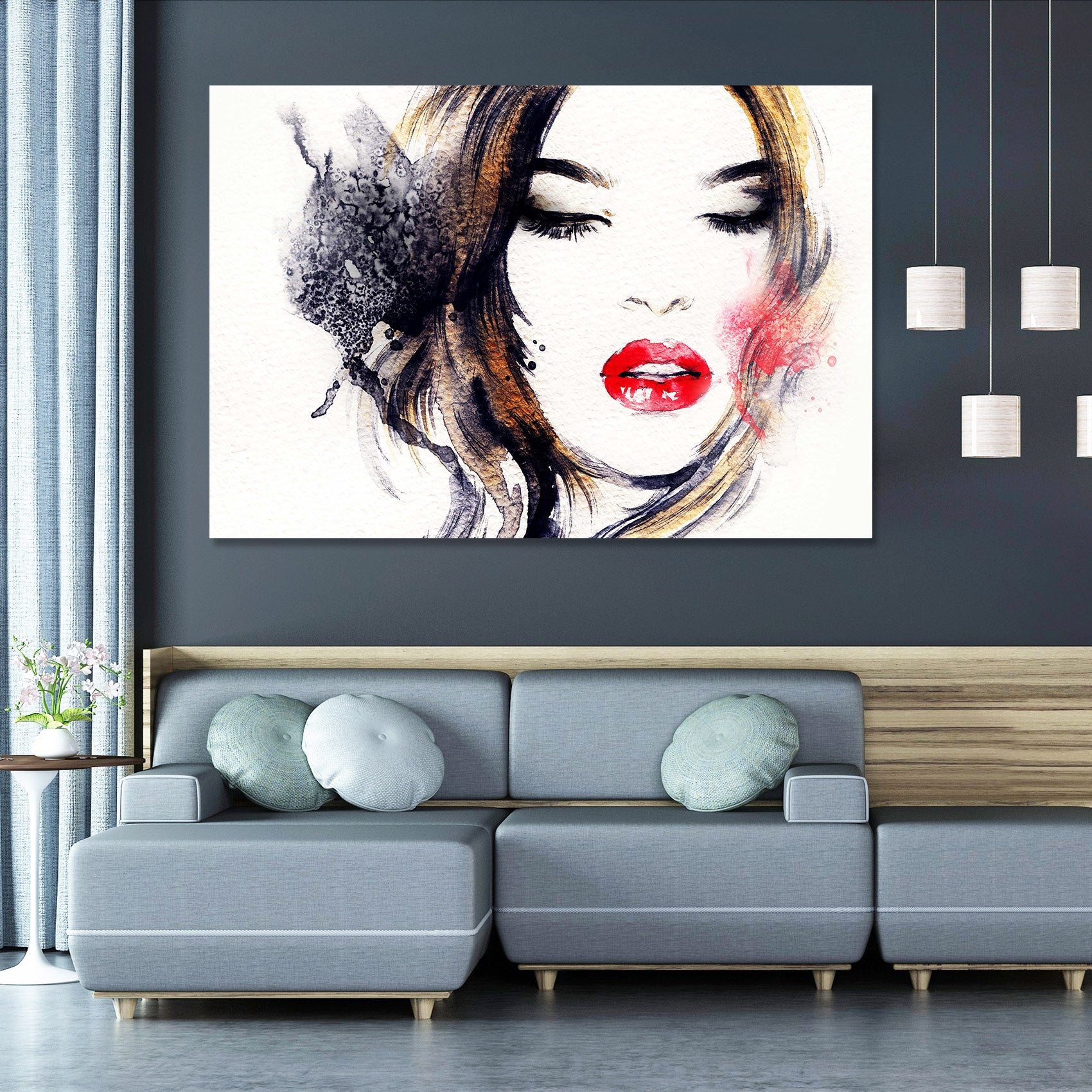 3D Red Lips Woman 1004 Wall Sticker