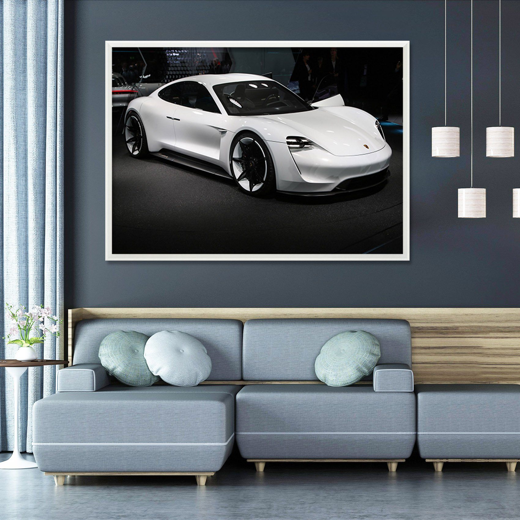 3D White Sports Car 186 Fake Framed Print Painting Wallpaper AJ Creativity Home 