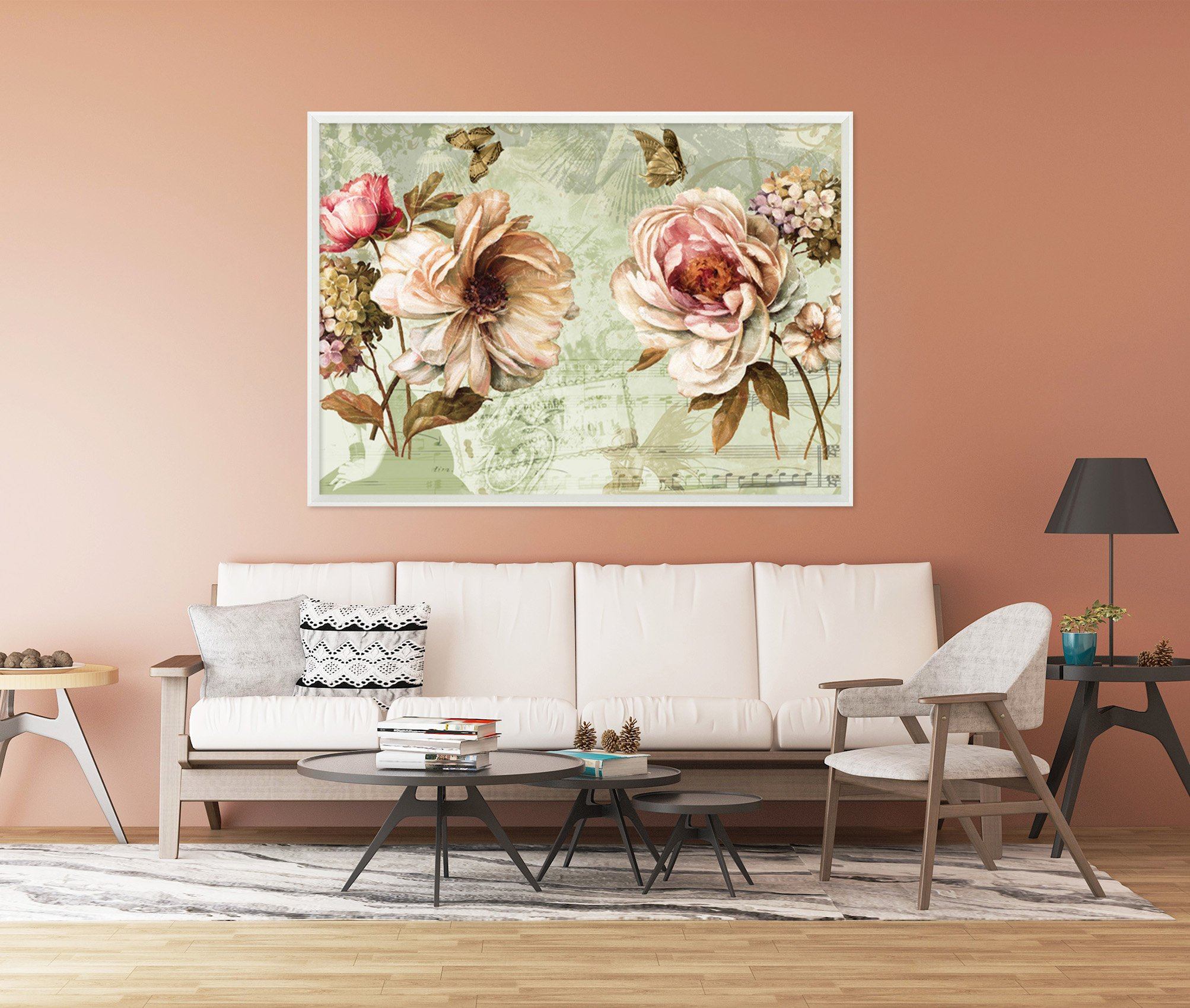 3D Flower Open 040 Fake Framed Print Painting Wallpaper AJ Creativity Home 