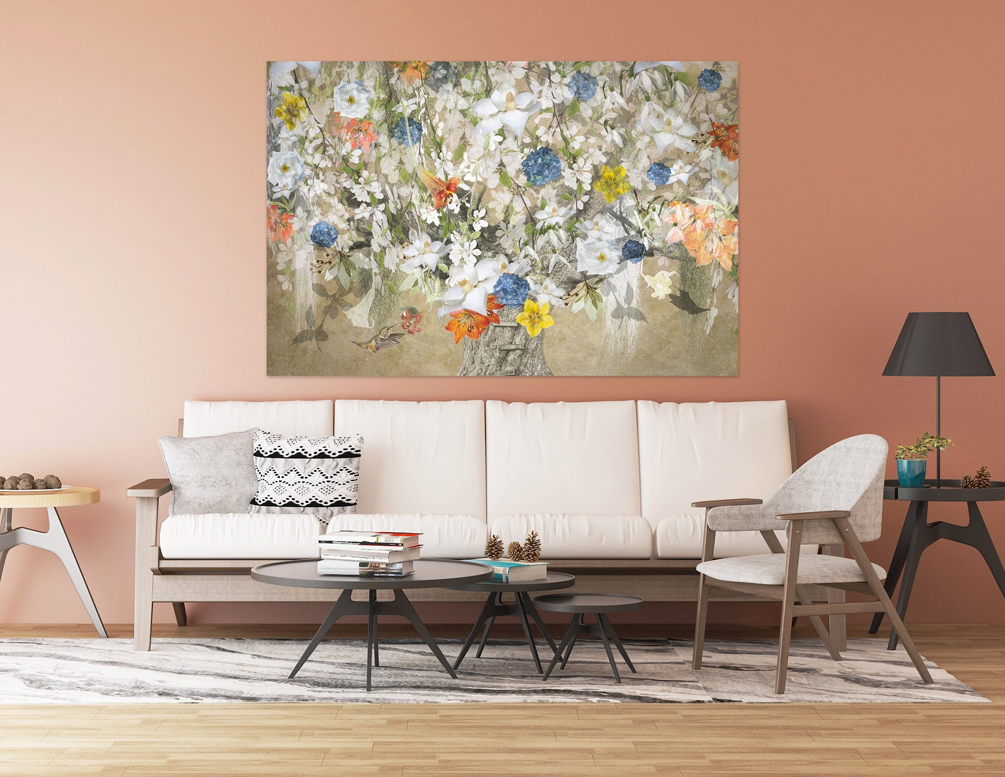 3D White Flowers 4054 Beth Sheridan Wall Sticker