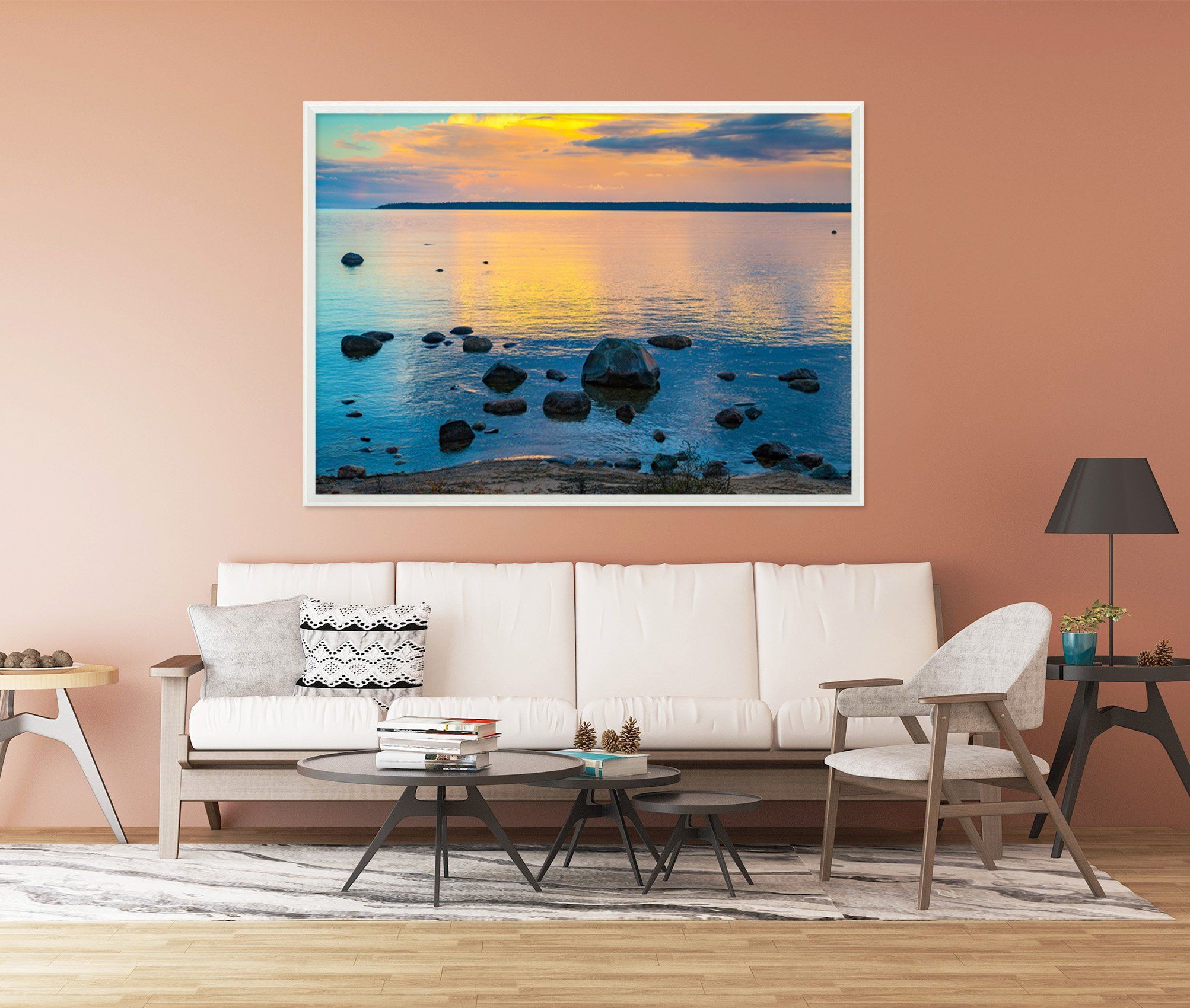 3D Dusk Sea 160 Fake Framed Print Painting Wallpaper AJ Creativity Home 
