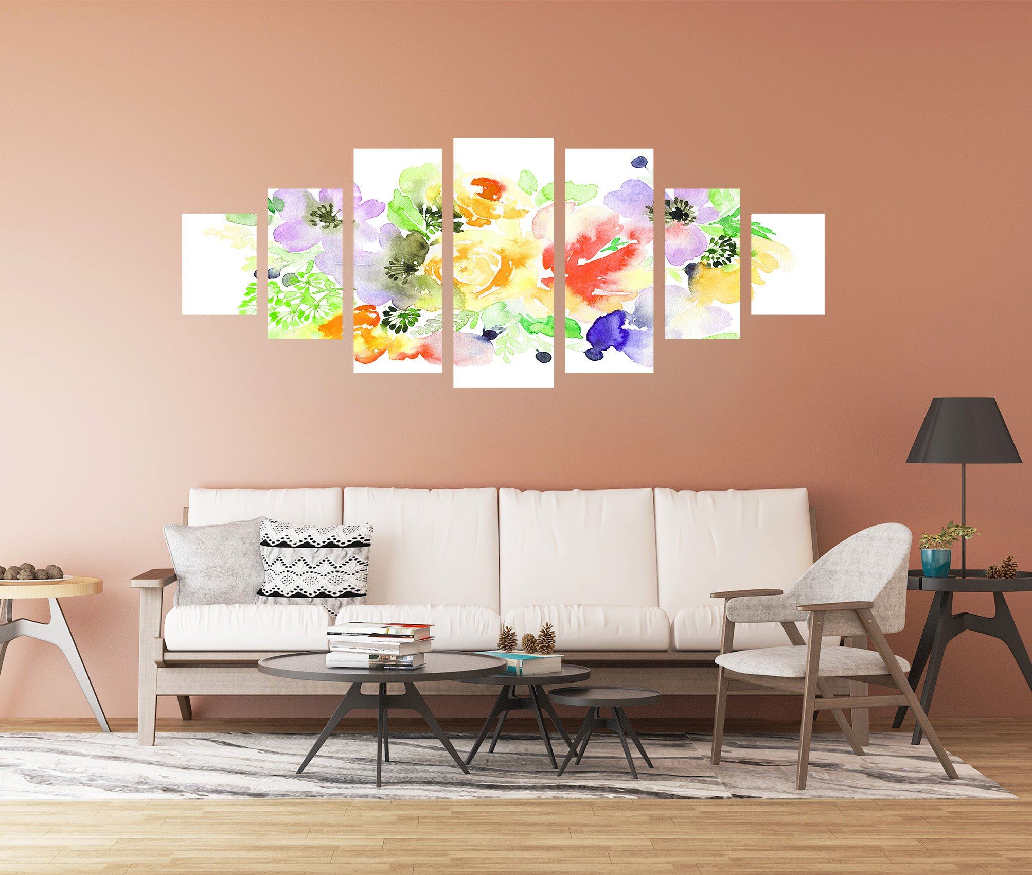 3D Colored Flowers 071 Unframed Print Wallpaper Wallpaper AJ Wallpaper 