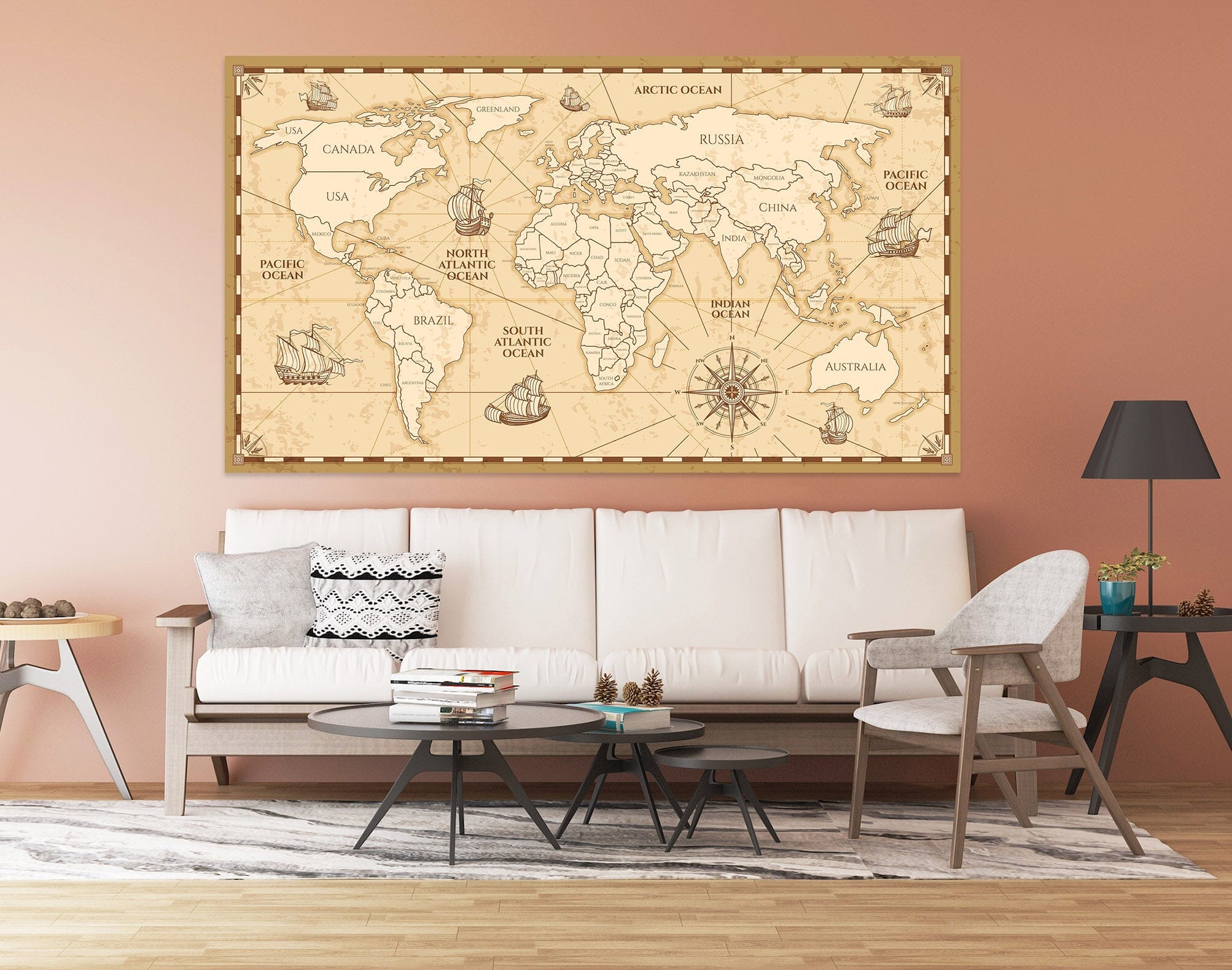3D Sea Ship 288 World Map Wall Sticker Wallpaper AJ Wallpaper 2 