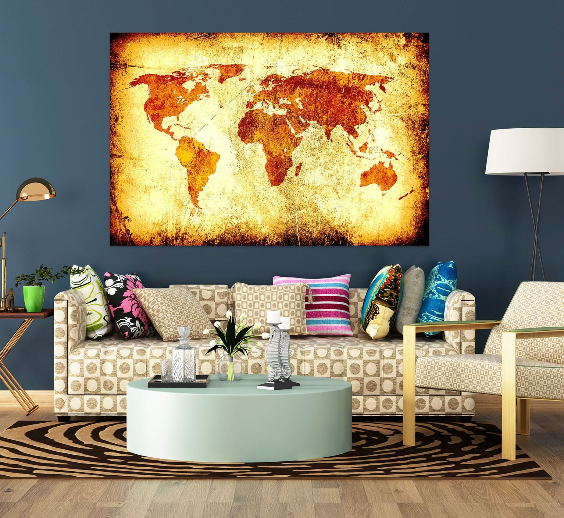 3D Gold Pattern 140 World Map Wall Sticker Wallpaper AJ Wallpaper 2 