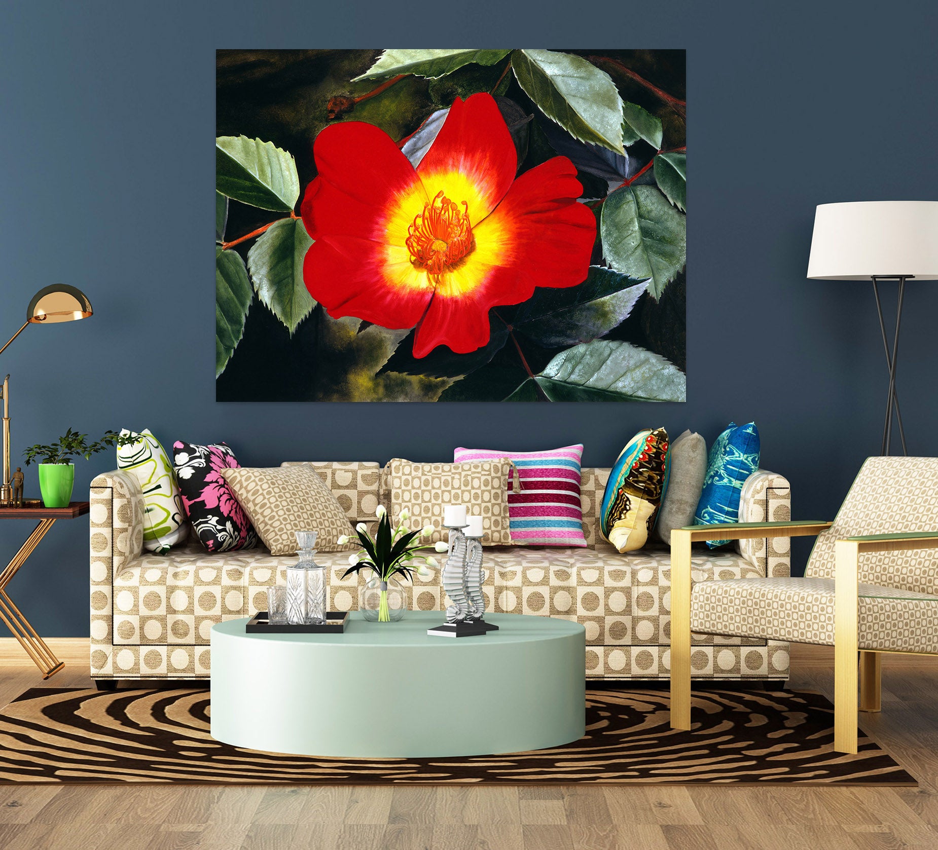 3D Red Flower 110115 Matthew Holden Bates Wall Sticker