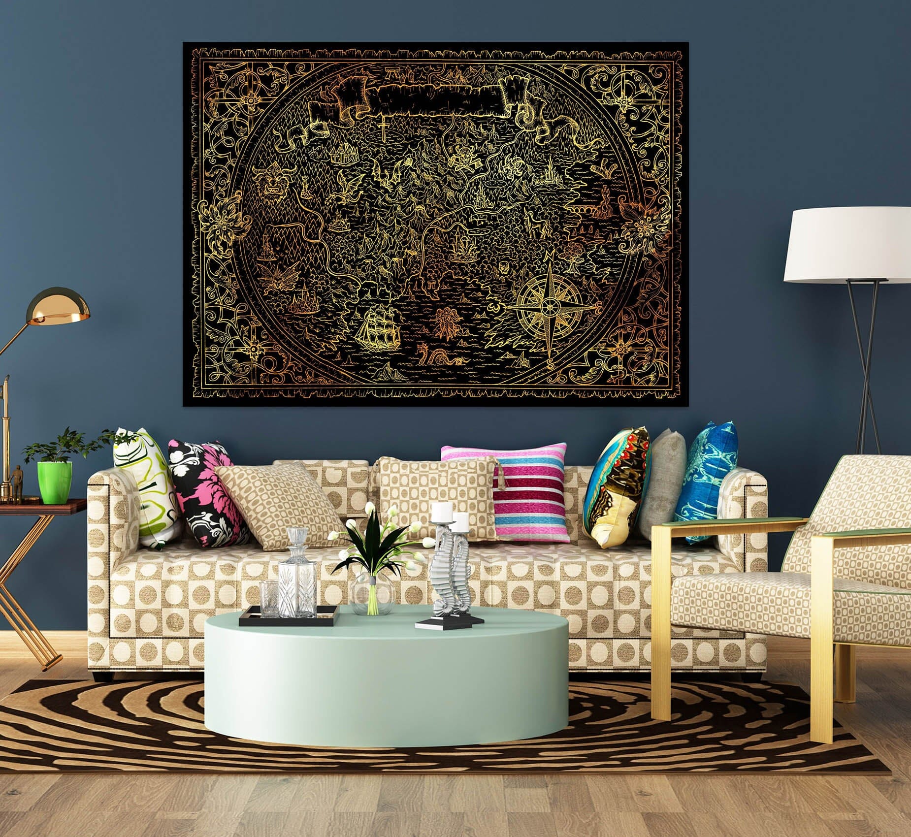 3D Golden Painting 279 World Map Wall Sticker Wallpaper AJ Wallpaper 2 