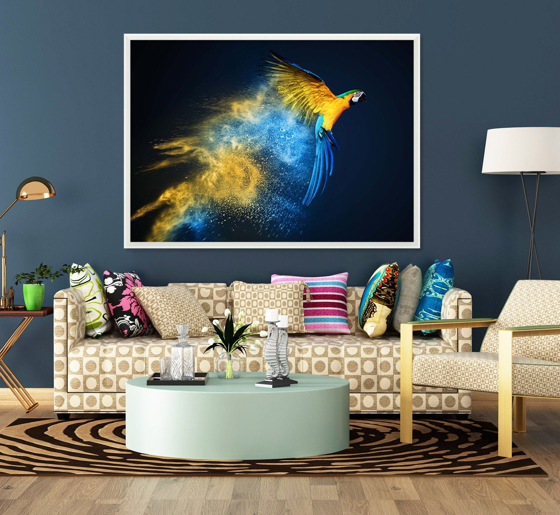 3D Parrot Flying 178 Fake Framed Print Painting Wallpaper AJ Creativity Home 