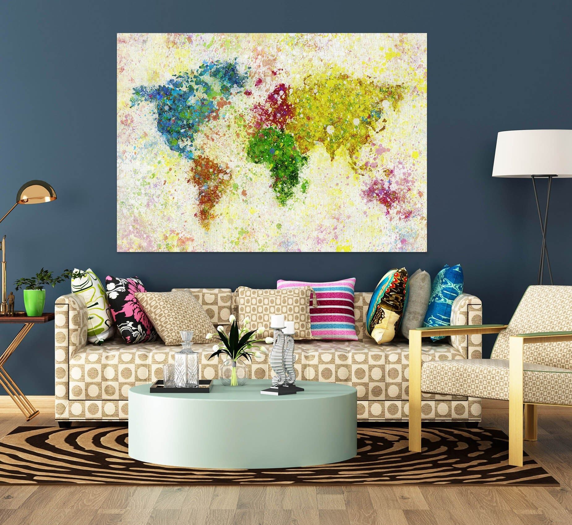 3D Color Graffiti 134 World Map Wall Sticker Wallpaper AJ Wallpaper 2 