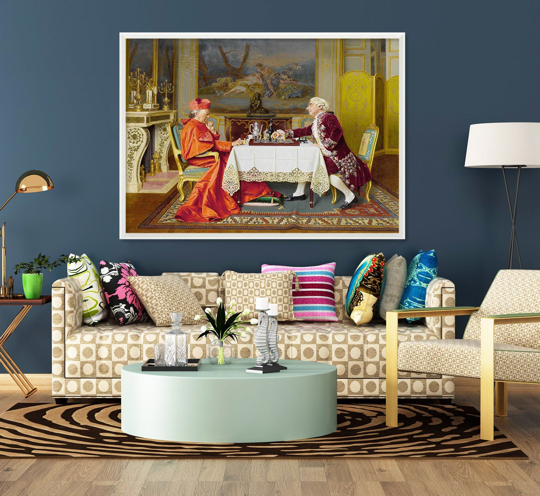 3D Thinking Of Chess 038 Fake Framed Print Painting Wallpaper AJ Creativity Home 