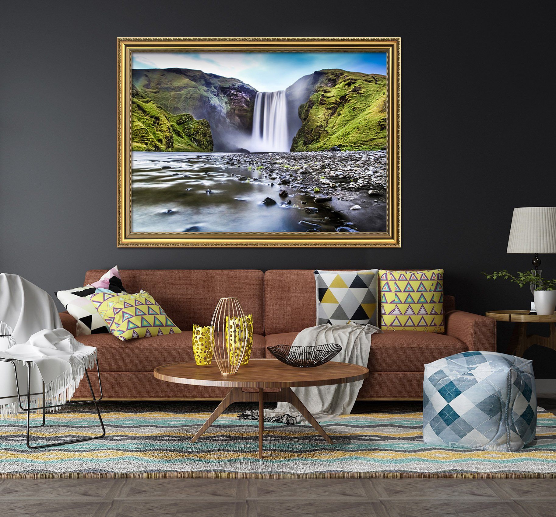3D Magnificent Waterfall 152 Fake Framed Print Painting Wallpaper AJ Creativity Home 