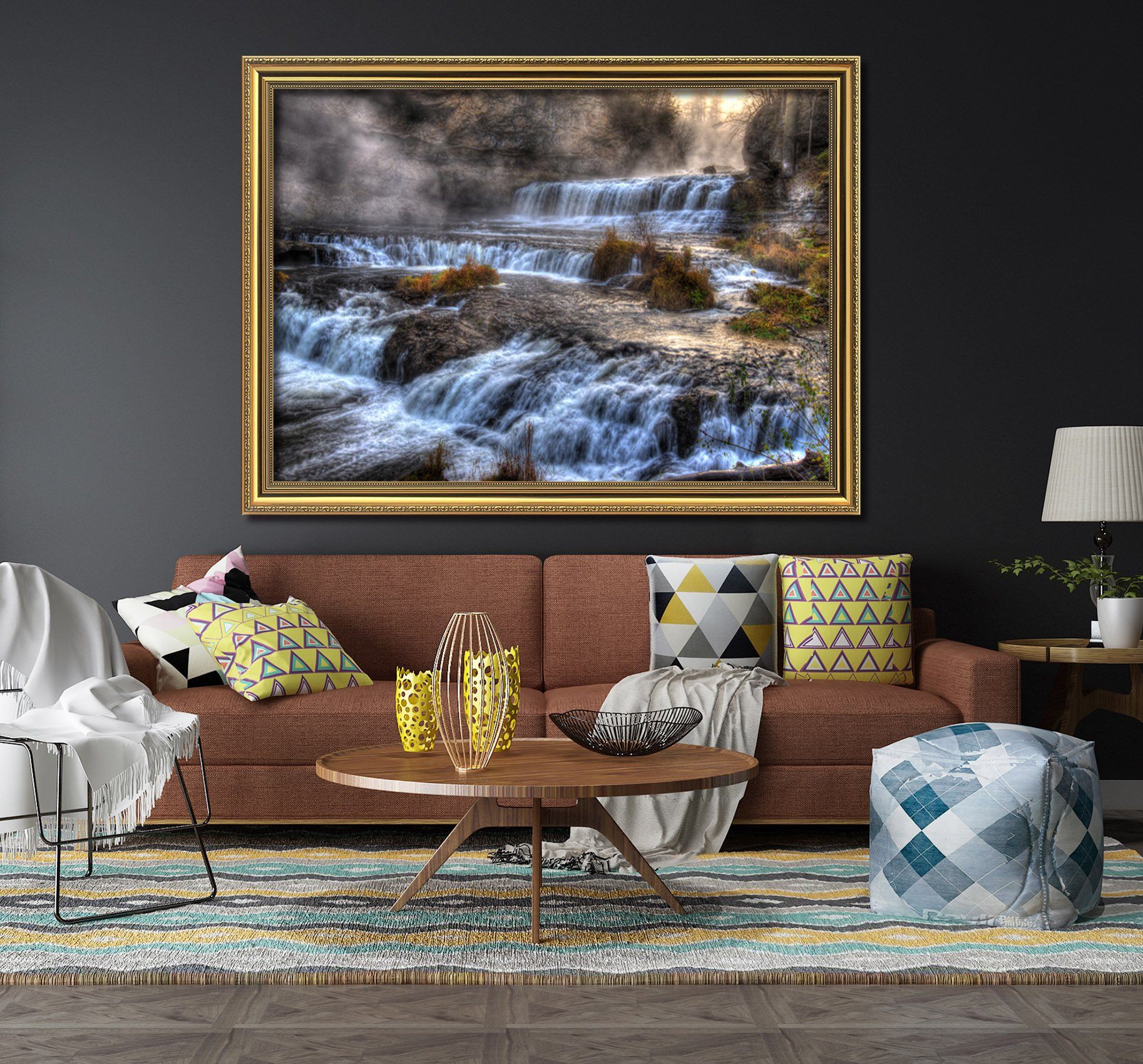 3D Small River 175 Fake Framed Print Painting Wallpaper AJ Creativity Home 
