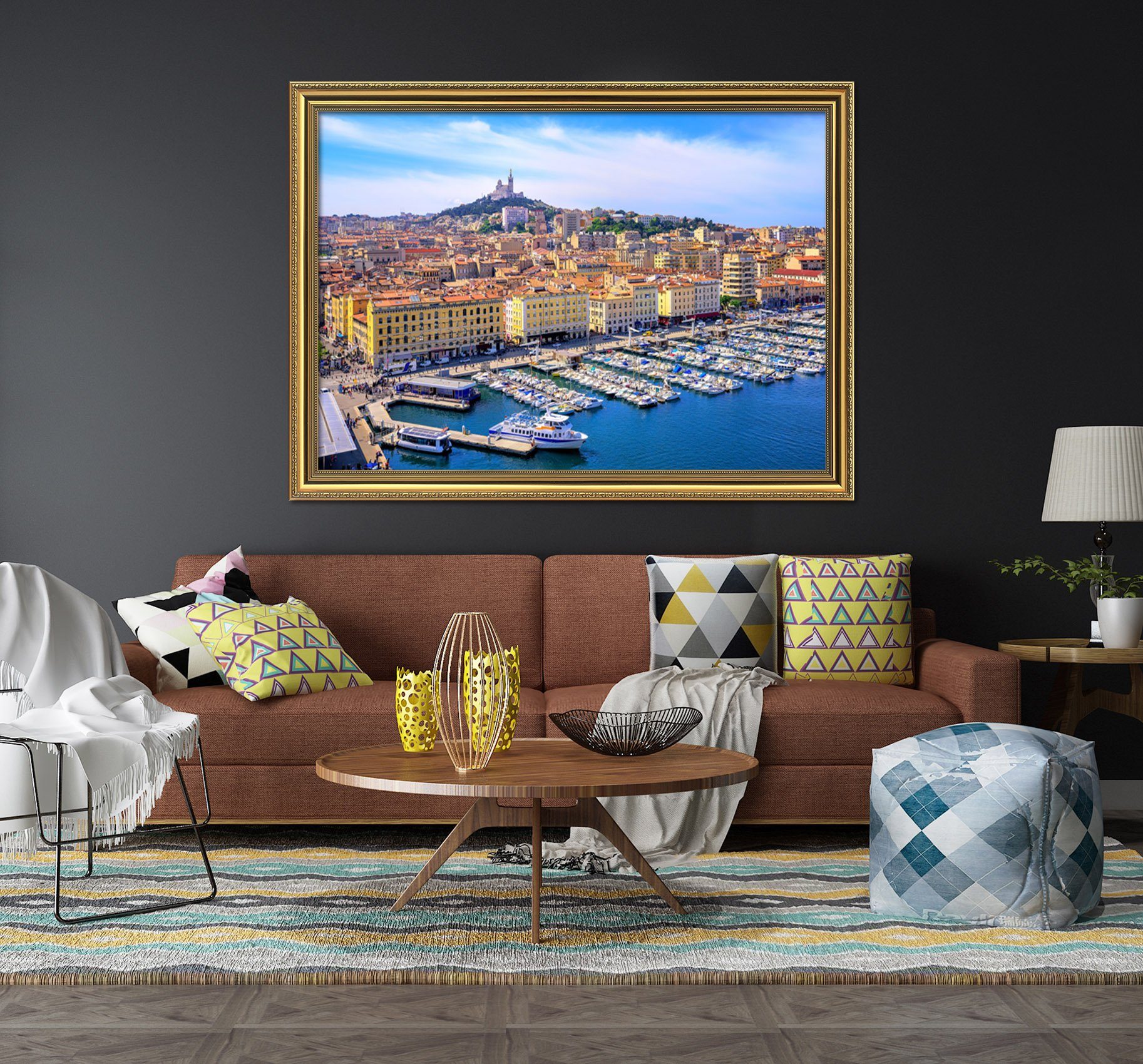 3D City Ship 158 Fake Framed Print Painting Wallpaper AJ Creativity Home 