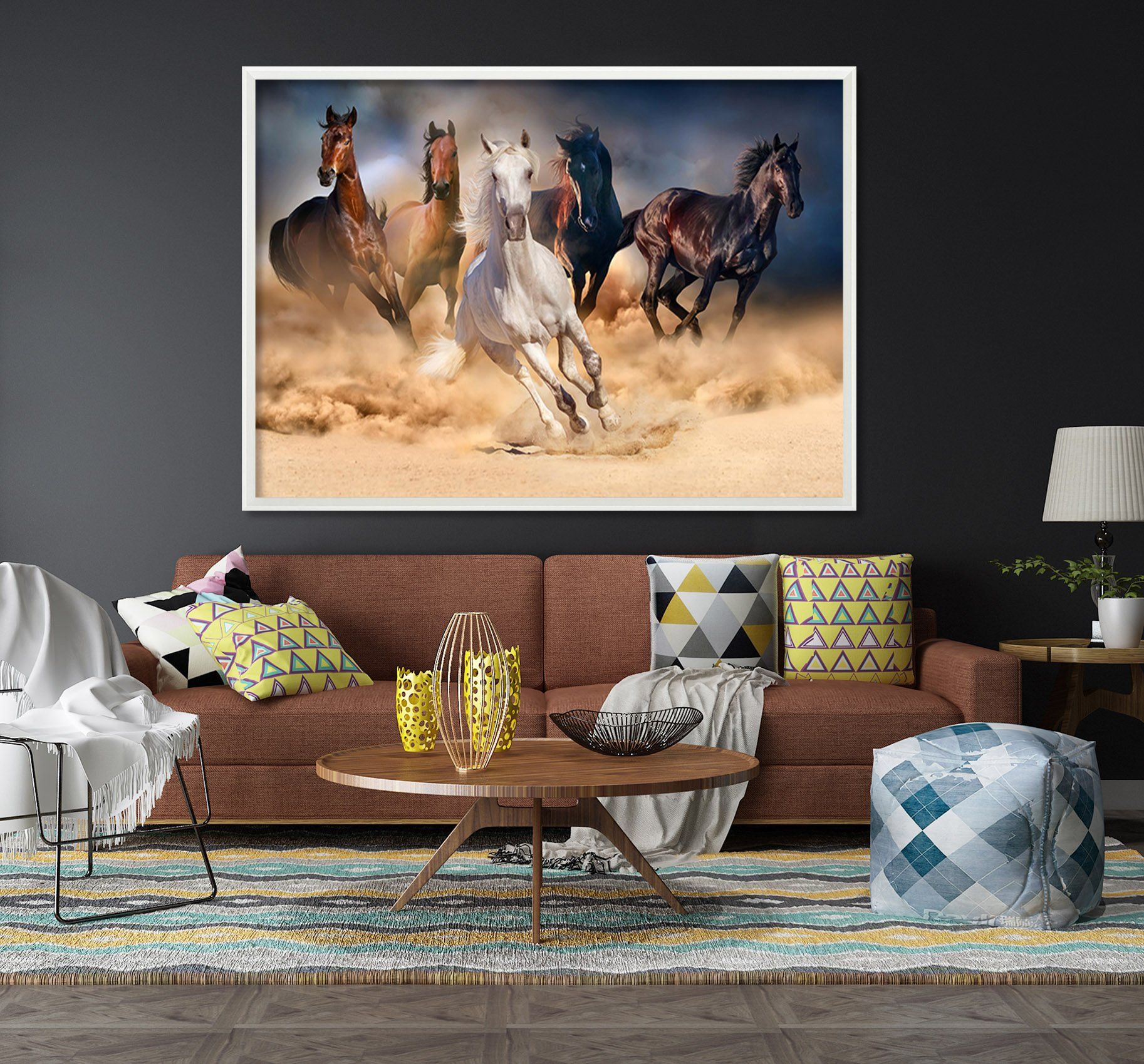 3D Run The Horse 189 Fake Framed Print Painting Wallpaper AJ Creativity Home 