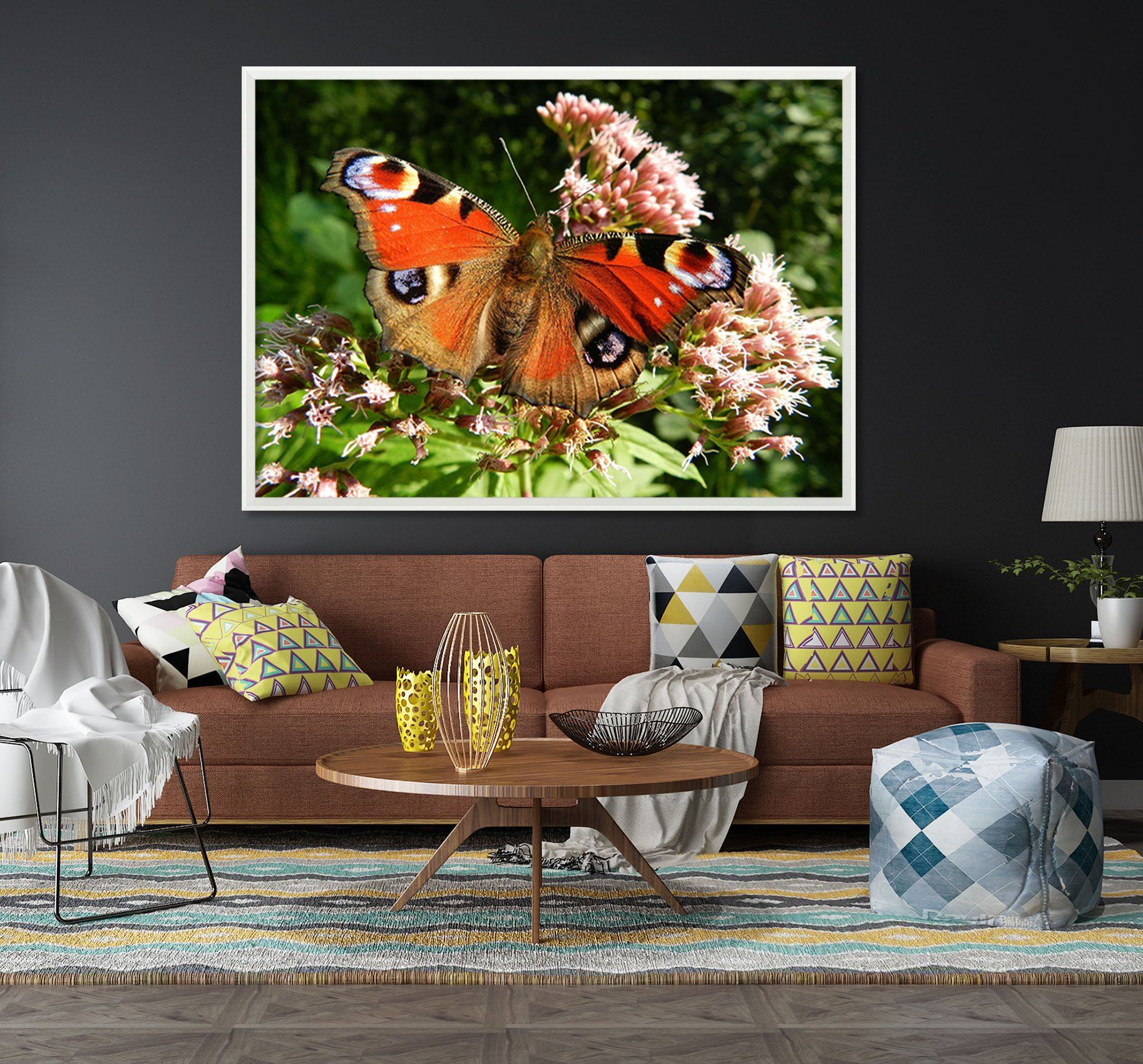 3D Flower Butterfly 161 Fake Framed Print Painting Wallpaper AJ Creativity Home 