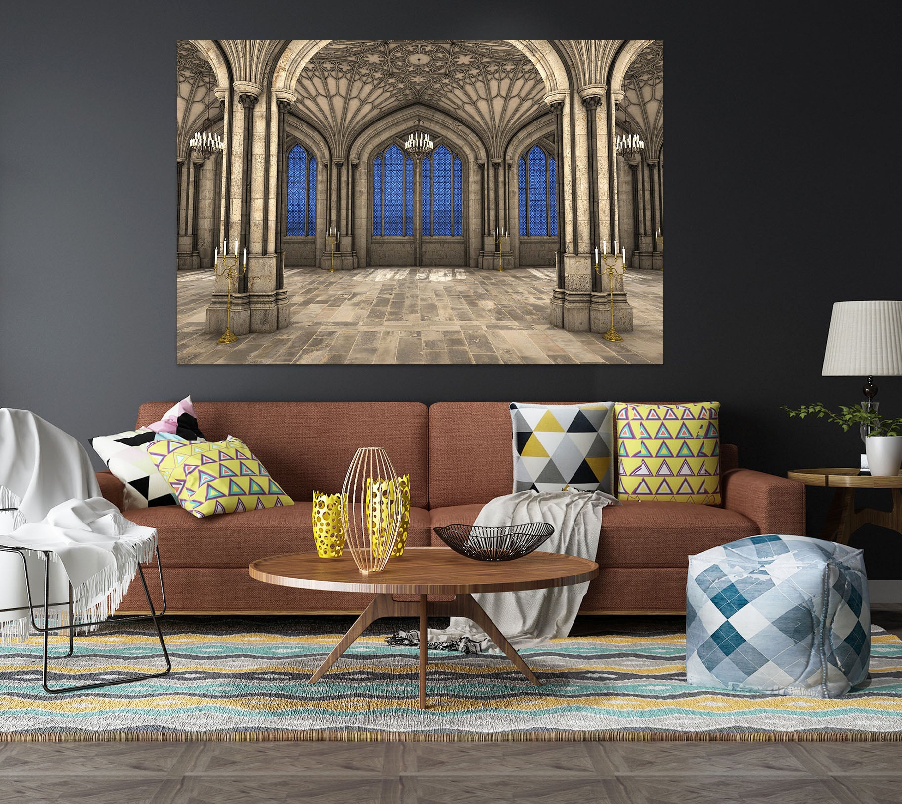 3D Villa Living Room 1080 Wall Sticker