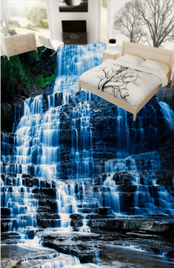 3D Cliff Falls 364 Floor Mural Wallpaper AJ Wallpaper 2 