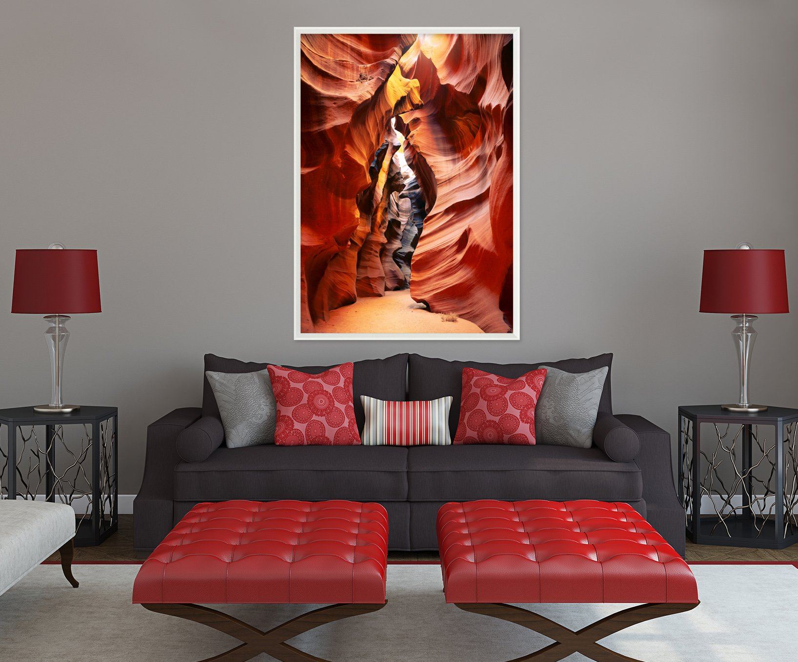 3D Red Rock Hill 076 Fake Framed Print Painting Wallpaper AJ Creativity Home 