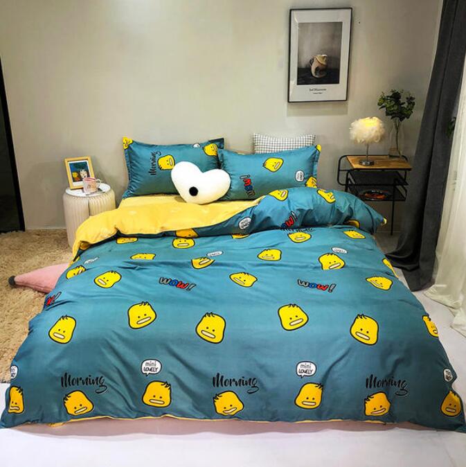 3D Yellow Doll Head On Green Background 3070 Bed Pillowcases Quilt