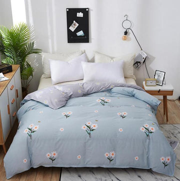 3D Mint Green Background Small White Flowers 2045 Bed Pillowcases Quilt