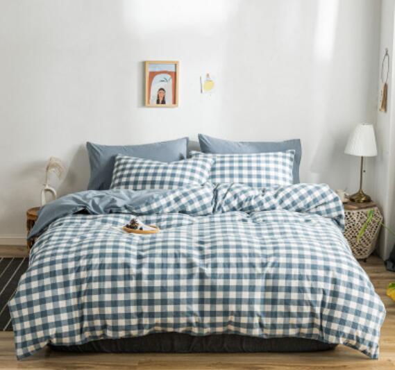 3D Blue Plaid 15048 Bed Pillowcases Quilt