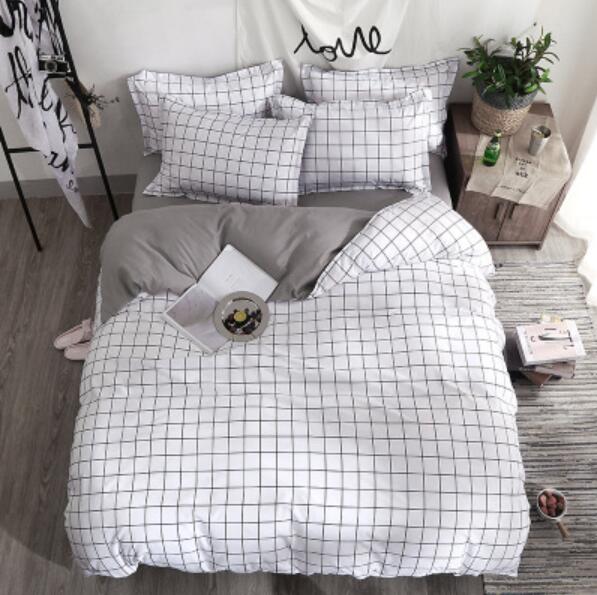 3D White Small Grid 4047 Bed Pillowcases Quilt