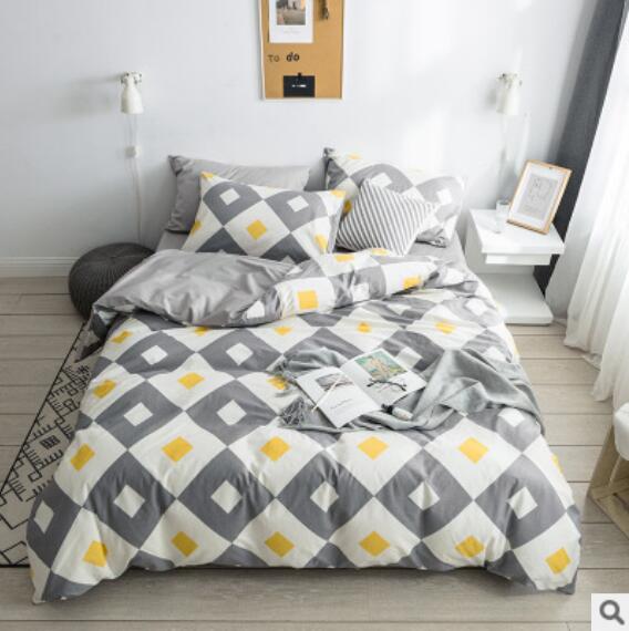 3D Gray Yellow Diamond 14041 Bed Pillowcases Quilt