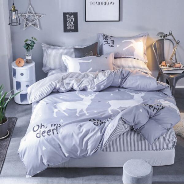 3D Light Gray Deer 4053 Bed Pillowcases Quilt