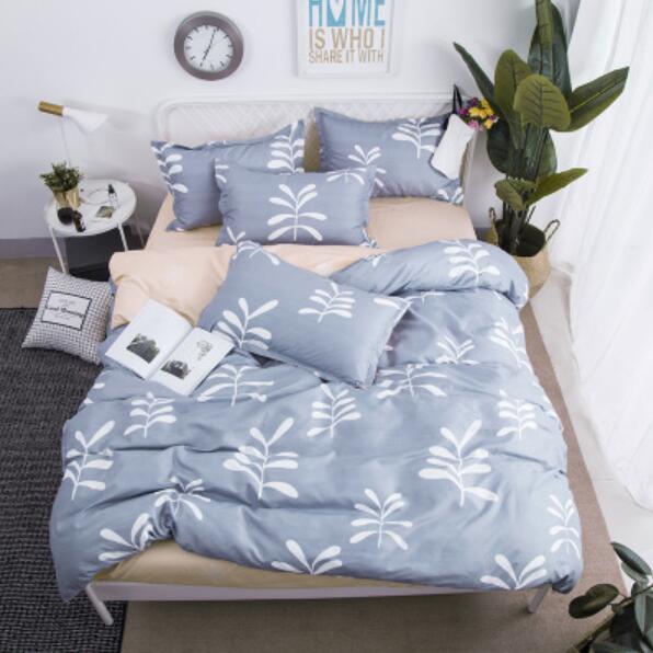 3D Light Gray Blue Leaves 4045 Bed Pillowcases Quilt