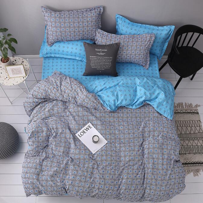 3D Gray And Blue Grid 5170 Bed Pillowcases Quilt