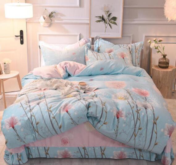 3D Light Blue Flowers 20060 Bed Pillowcases Quilt